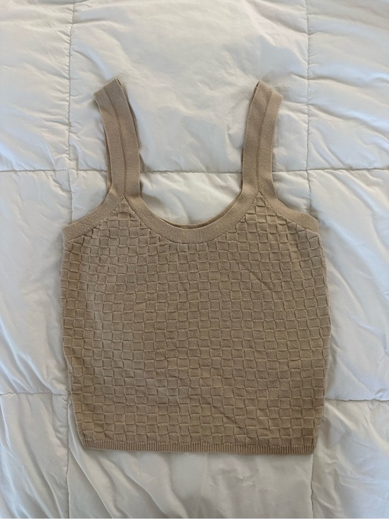 Abercrombie & Fitch Tops - Abercrombie Checkered Knit Ottoman Tank in Light Beige